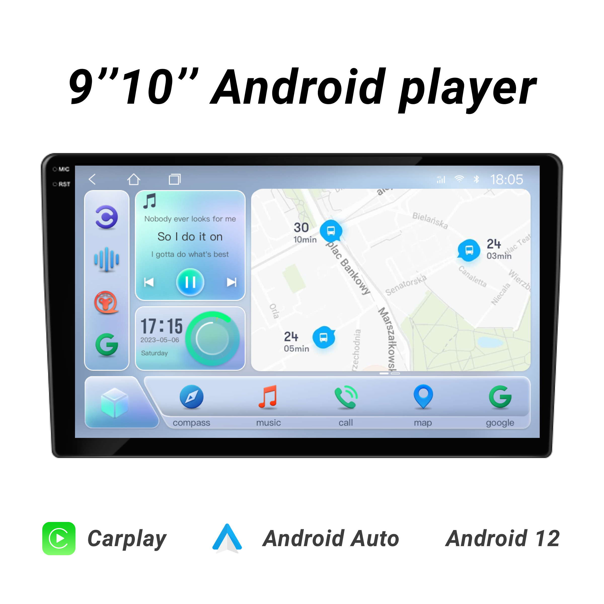 Android 12 9inch & 10inch Universal Android player Car Radio