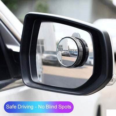 2Pcs 360 Degree Car Blind Spot Mirror Wide Angle Adjustable Auxiliary Rearview Convex Mirror Round Frame for Car Reverse