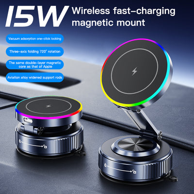 Magnetic Car Phone Holder 360 Degree Rotation VacuumAdsorption Strong Suction Base for Phone with WirelessCharging