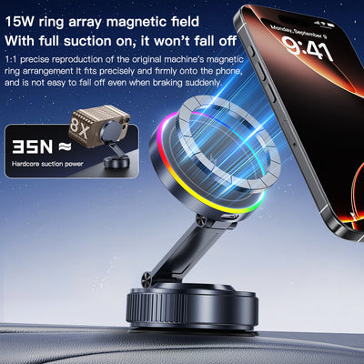 Magnetic Car Phone Holder 360 Degree Rotation VacuumAdsorption Strong Suction Base for Phone with WirelessCharging