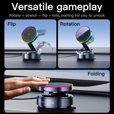 Magnetic Car Phone Holder 360 Degree Rotation VacuumAdsorption Strong Suction Base for Phone with WirelessCharging