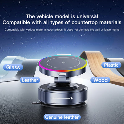 Magnetic Car Phone Holder 360 Degree Rotation VacuumAdsorption Strong Suction Base for Phone with WirelessCharging