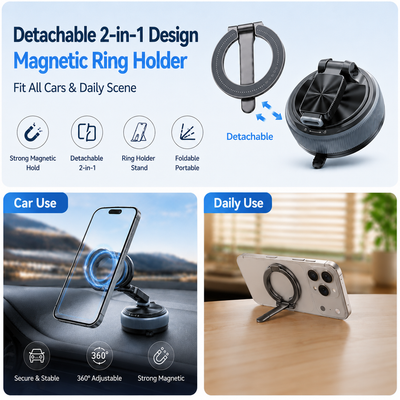 2-in-1 Detachable Magnetic Phone Mount