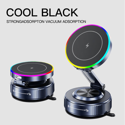 Magnetic Car Phone Holder 360 Degree Rotation VacuumAdsorption Strong Suction Base for Phone with WirelessCharging